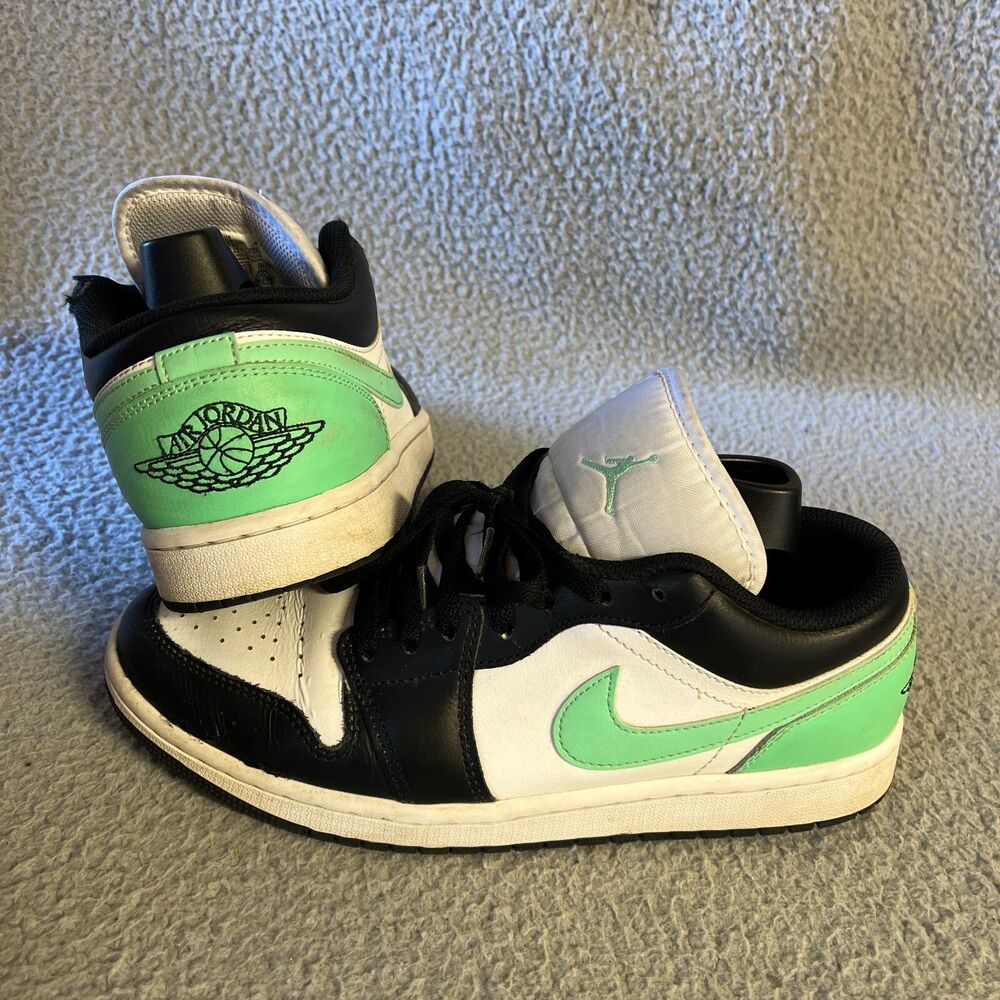 AIR JORDAN 1 Low "Green Glow" Sneakers Mens‎ 8.5 Shoe 553558-131 Black Green